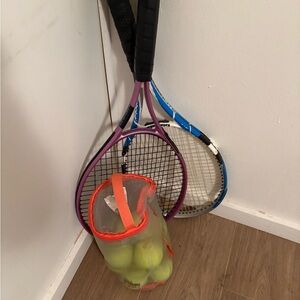 Purple Tennis Rackets with Tennis Balls